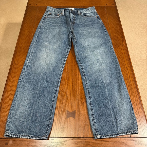 Pistola Women’s 28 High Rise Zip Up Medium Wash Straight Leg Baggy Jeans - Picture 3 of 7